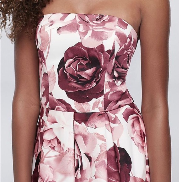 Black/White Floral High-Low Satin Twill Ball Gown - Picture 7 of 8